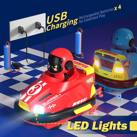 Remote Control Bumper Cars Set with LED Lights, rc car with 2-Pack Racing Cars with USB Charging, Multiplayer Racing Toy for Ages 3-8 Years (Copy)