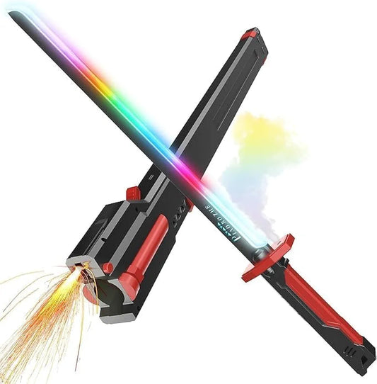 LED Sword with Smoke & Spark Effects, 7-Color Light Blade with Sound FX, Anime-Inspired Cosplay Katana for Roleplay, Halloween, Parties, Collectors, and Display
