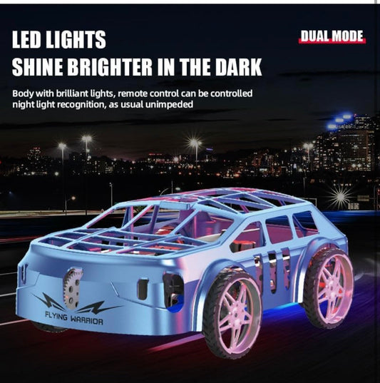 2.4GHz Flying Falcon RC Car 2-in-1 Air & Ground Racer | One-Click Takeoff Landing, Cool LED Lights Vehicle Toy for Kids Boys Girls (Multicolor) (Copy)