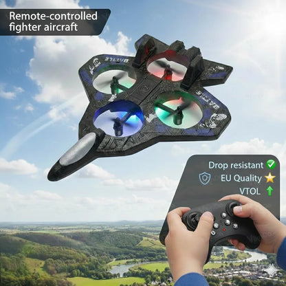 VikriDA Remote Control Fighter Jet RC Airplane for Kids & Adults with LED Lights | 360° Flip, Stunt Roll Flying Plane Toy for Boys