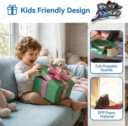 VikriDA Remote Control Fighter Jet RC Airplane for Kids & Adults with LED Lights | 360° Flip, Stunt Roll Flying Plane Toy for Boys