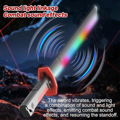 LED Sword with Smoke & Spark Effects, 7-Color Light Blade with Sound FX, Anime-Inspired Cosplay Katana for Roleplay, Halloween, Parties, Collectors, and Display